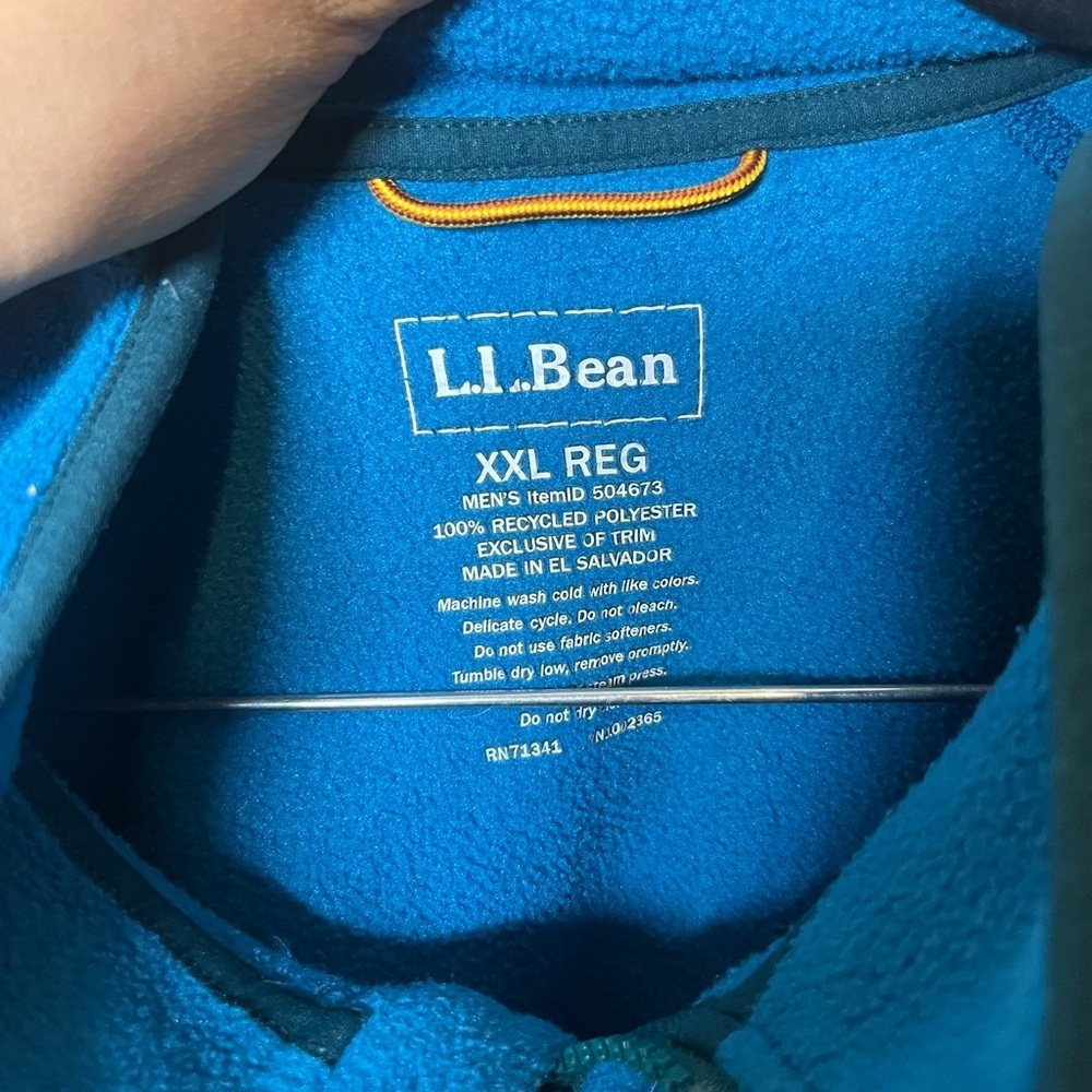 L.L. Bean Mens Sweater Blue Brown Colorblock Fleece Pullover size XXL - Picture 4 of 4